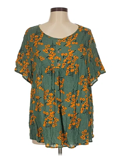 Pre-owned Emery Rose Short Sleeve Blouse In Green