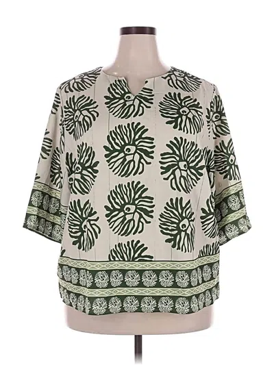 Pre-owned Emery Rose Short Sleeve Blouse In Green