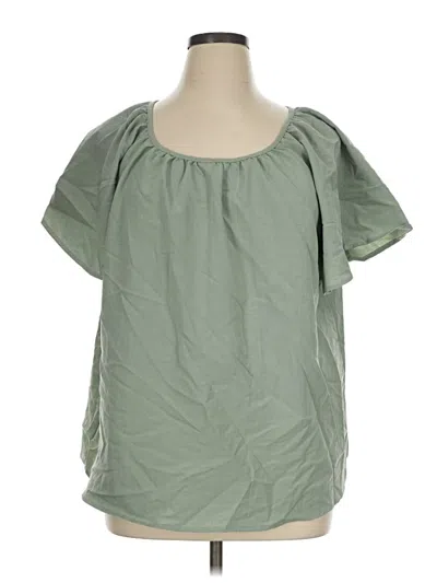 Pre-owned Emery Rose Short Sleeve Blouse In Green