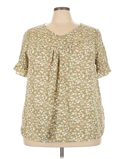 Pre-owned Emery Rose Short Sleeve Blouse In Green