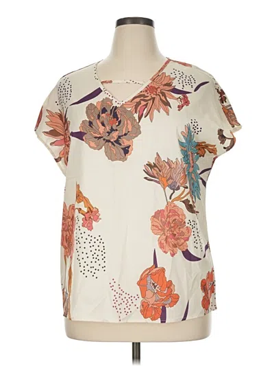 Pre-owned Emery Rose Short Sleeve Blouse In Ivory