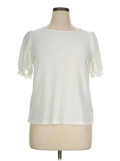 Pre-owned Emery Rose Short Sleeve Blouse In Ivory
