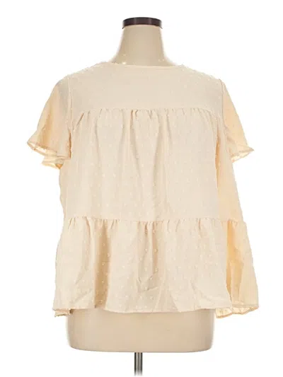 Pre-owned Emery Rose Short Sleeve Blouse In Ivory