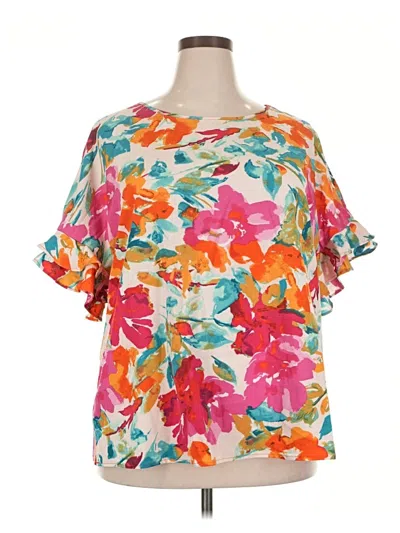 Emery Rose Short Sleeve Blouse In Orange