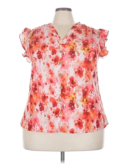 Emery Rose Short Sleeve Blouse In Pink