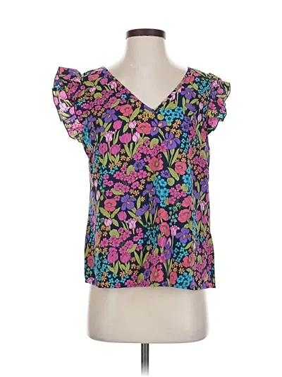 Pre-owned Emery Rose Short Sleeve Blouse In Purple