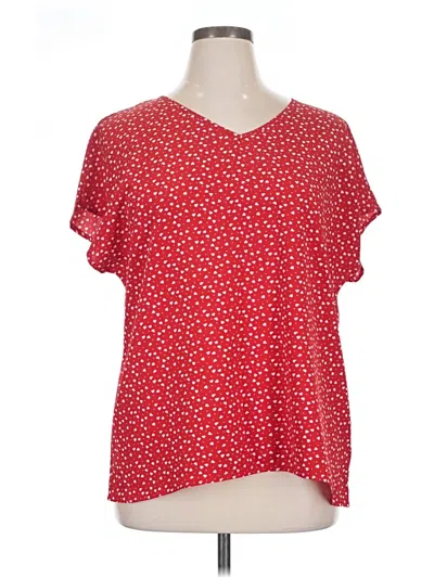 Pre-owned Emery Rose Short Sleeve Blouse In Red