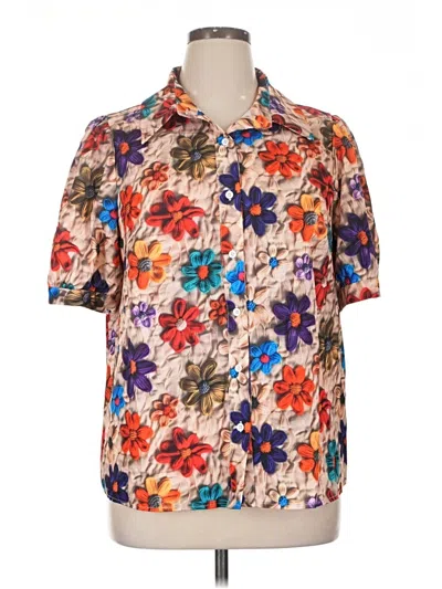 Emery Rose Short Sleeve Blouse In Tan