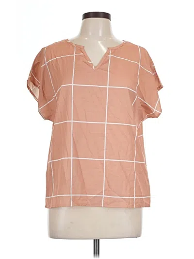 Pre-owned Emery Rose Short Sleeve Blouse In Tan
