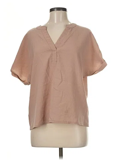 Pre-owned Emery Rose Short Sleeve Blouse In Tan
