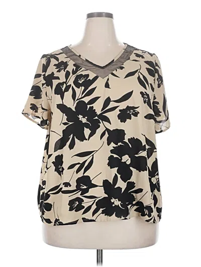 Pre-owned Emery Rose Short Sleeve Blouse In Tan