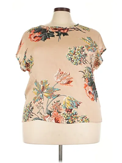 Pre-owned Emery Rose Short Sleeve Blouse In Tan