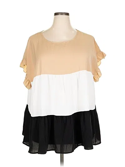 Pre-owned Emery Rose Short Sleeve Blouse In White