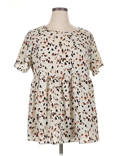 Pre-owned Emery Rose Short Sleeve Blouse In White
