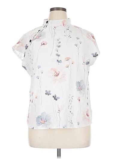 Pre-owned Emery Rose Short Sleeve Blouse In White