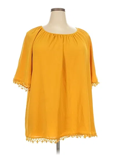 Pre-owned Emery Rose Short Sleeve Blouse In Yellow