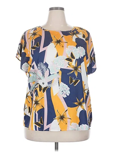 Pre-owned Emery Rose Short Sleeve Blouse In Yellow