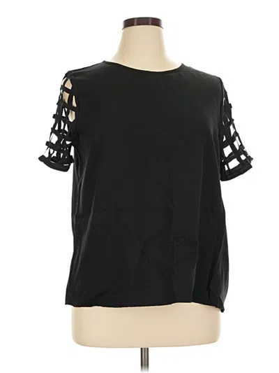 Pre-owned Emery Rose Short Sleeve Top Black Keyhole Neckline Tops