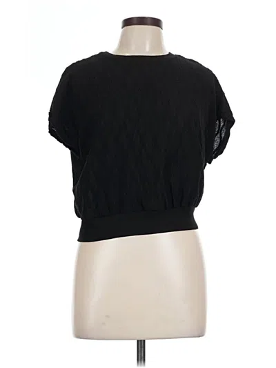 Pre-owned Emery Rose Short Sleeve Top Black One Shoulder Neckline Tops