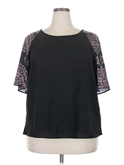Pre-owned Emery Rose Short Sleeve Top Black Square Neckline Tops