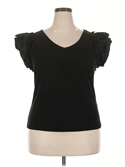 Pre-owned Emery Rose Short Sleeve Top Black Sweetheart Neckline Tops