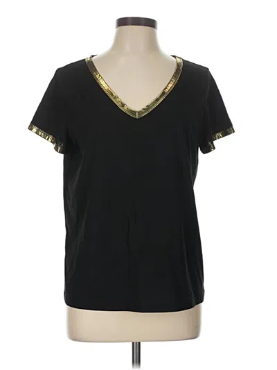 Pre-owned Emery Rose Short Sleeve Top Black V-neck Tops