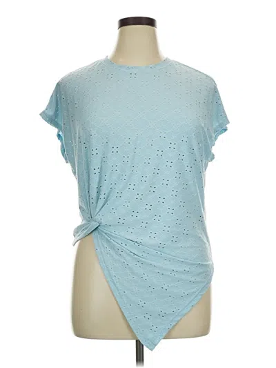 Pre-owned Emery Rose Short Sleeve Top Blue Cowl Neck Tops
