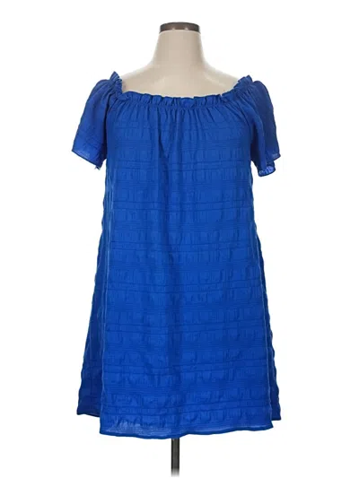 Pre-owned Emery Rose Short Sleeve Top Blue Square Neckline Tops