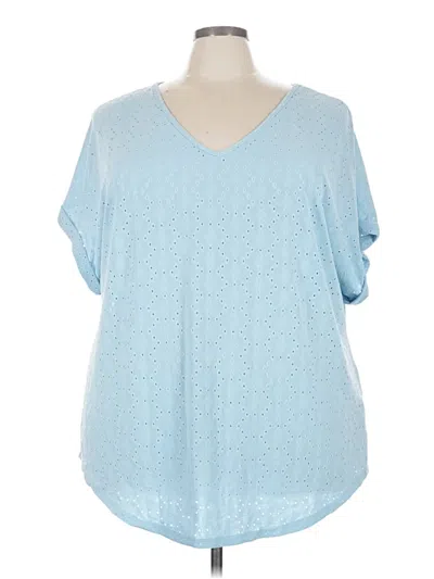 Pre-owned Emery Rose Short Sleeve Top Blue V-neck Tops