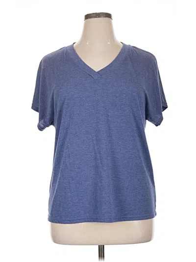 Pre-owned Emery Rose Short Sleeve Top Blue V-neck Tops