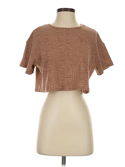 Pre-owned Emery Rose Short Sleeve Top Brown Square Neckline Tops