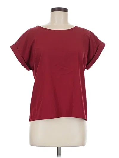 Pre-owned Emery Rose Short Sleeve Top Burgundy Boatneck Tops
