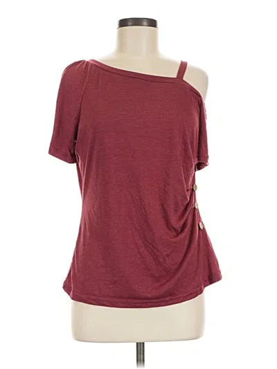 Pre-owned Emery Rose Short Sleeve Top Burgundy One Shoulder Neckline Tops