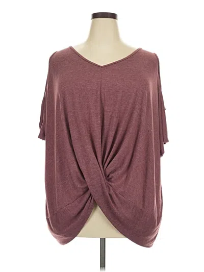 Pre-owned Emery Rose Short Sleeve Top Burgundy V-neck Tops