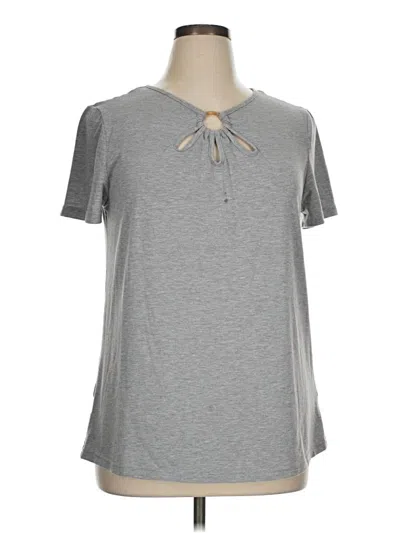 Pre-owned Emery Rose Short Sleeve Top Gray Keyhole Neckline Tops