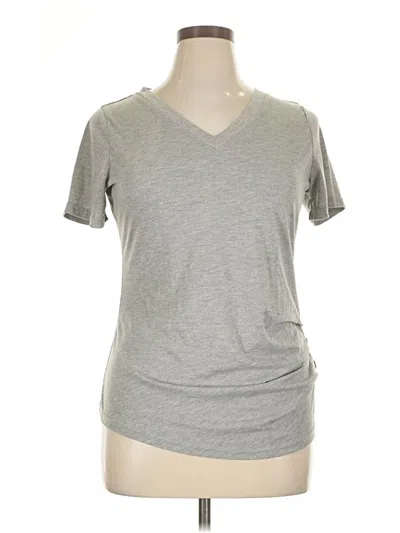 Pre-owned Emery Rose Short Sleeve Top Gray V Neck Tops
