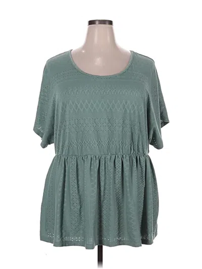Pre-owned Emery Rose Short Sleeve Top Green Square Neckline Tops
