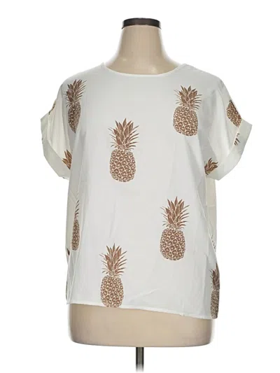 Pre-owned Emery Rose Short Sleeve Top Ivory Cold Shoulder Neckline Tops