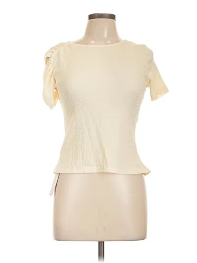 Pre-owned Emery Rose Short Sleeve Top Ivory Mock Neckline Tops
