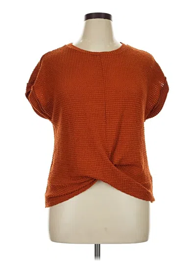 Pre-owned Emery Rose Short Sleeve Top Orange Crew Neck Tops