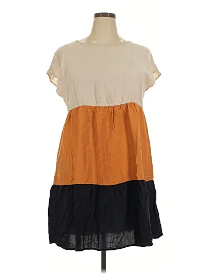 Pre-owned Emery Rose Short Sleeve Top Orange Square Neckline Tops