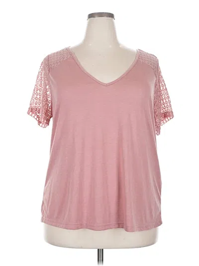 Pre-owned Emery Rose Short Sleeve Top Pink V-neck Tops