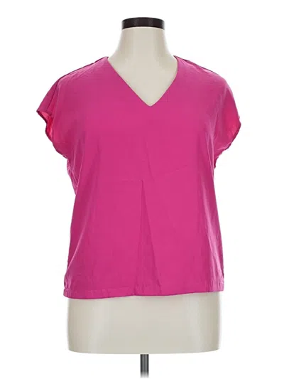 Pre-owned Emery Rose Short Sleeve Top Pink V-neck Tops