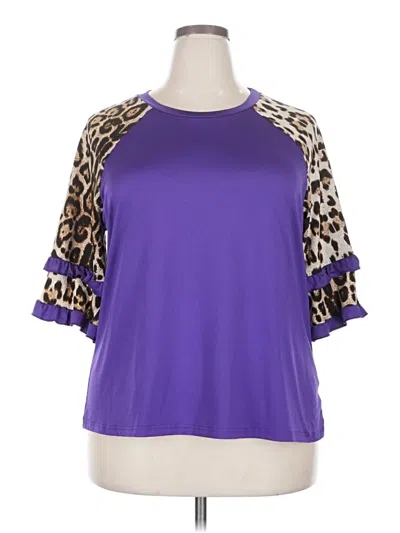 Pre-owned Emery Rose Short Sleeve Top Purple Cold Shoulder Neckline Tops