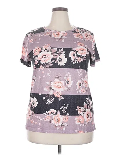 Pre-owned Emery Rose Short Sleeve Top Purple Mock Neckline Tops