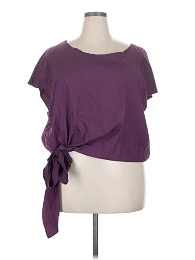 Pre-owned Emery Rose Short Sleeve Top Purple One Shoulder Neckline Tops