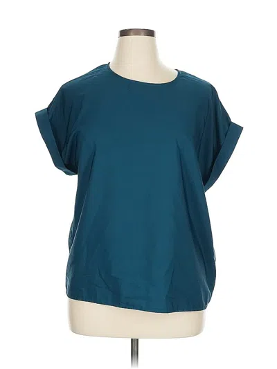 Pre-owned Emery Rose Short Sleeve Top Teal Boatneck Tops In Blue