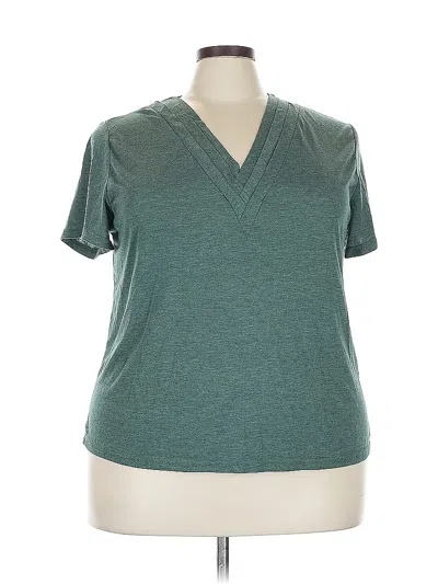 Pre-owned Emery Rose Short Sleeve Top Teal V Neck Tops In Blue