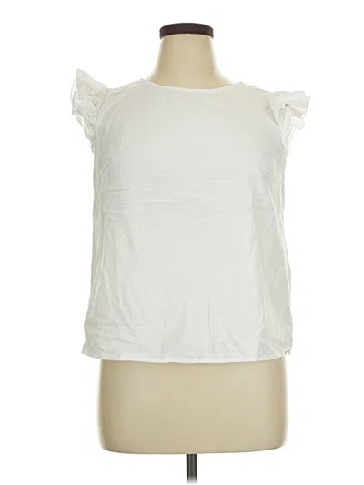 Pre-owned Emery Rose Short Sleeve Top White Ruffles Neckline Tops