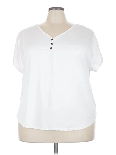 Pre-owned Emery Rose Short Sleeve Top White V Neck Tops